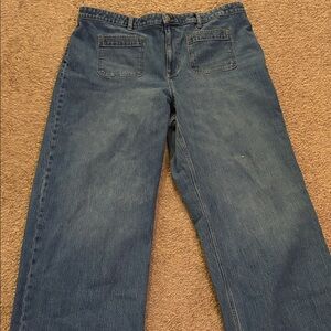 Wide Leg Blue Jeans